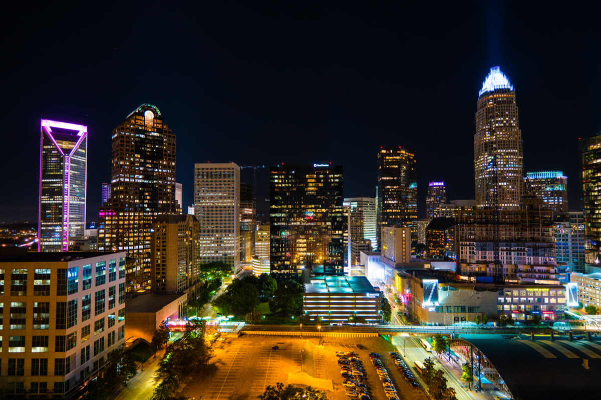Charlotte, North Carolina skyline at night